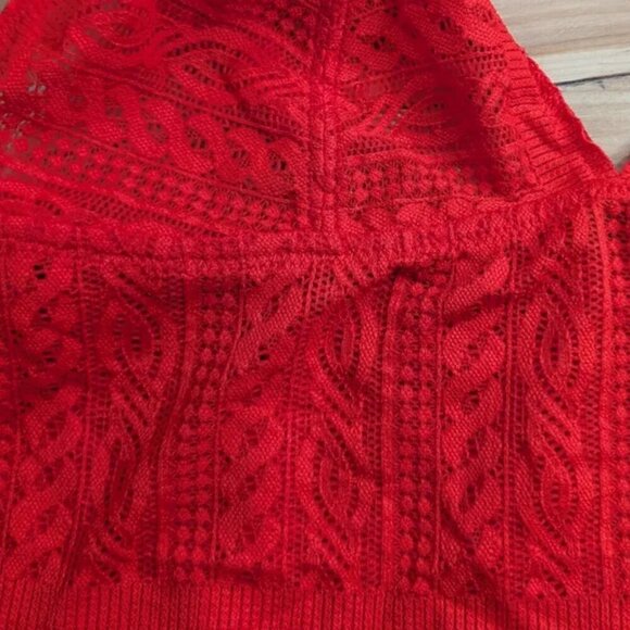 NEW Aerie | Cable Lace Longline Bralette In Holiday Red - Picture 6 of 9